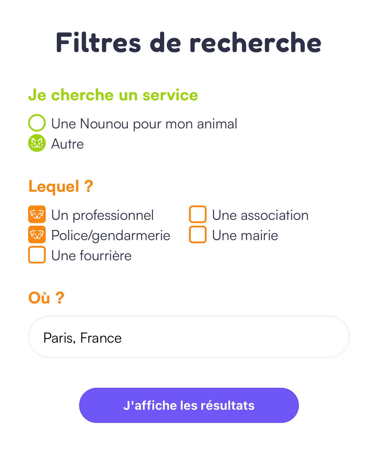 recherche de services sur la plateforme Mon Bibou