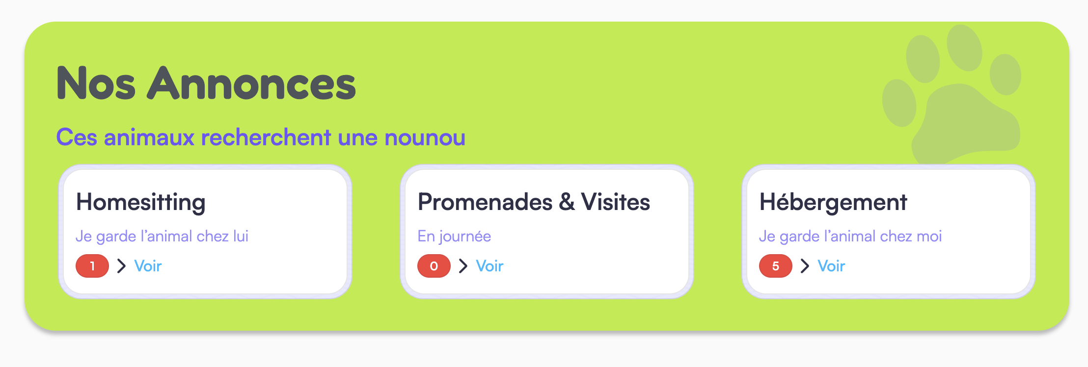 encart annonces en page d'accueil