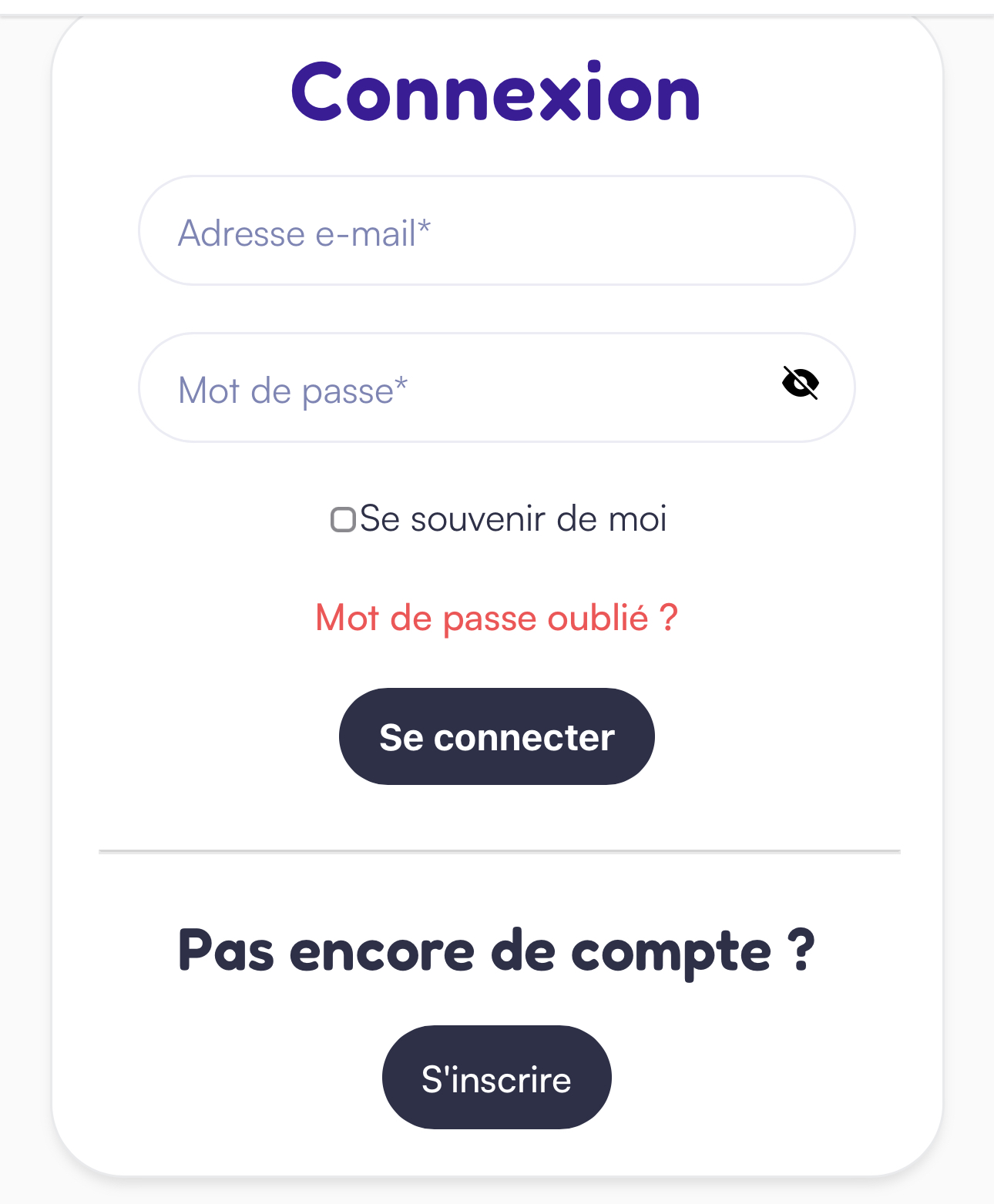 encart connexion/inscription