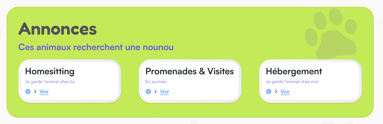 encart annonces en page d'accueil